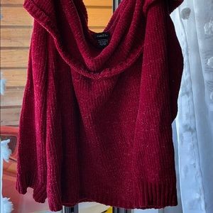 Off the shoulder red sweater